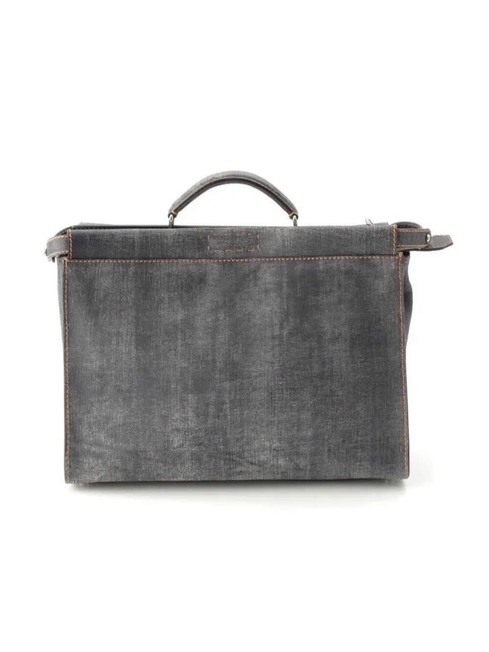 Fendi Peekaboo Leather 2-Way Shoulder Business Bag Indigo